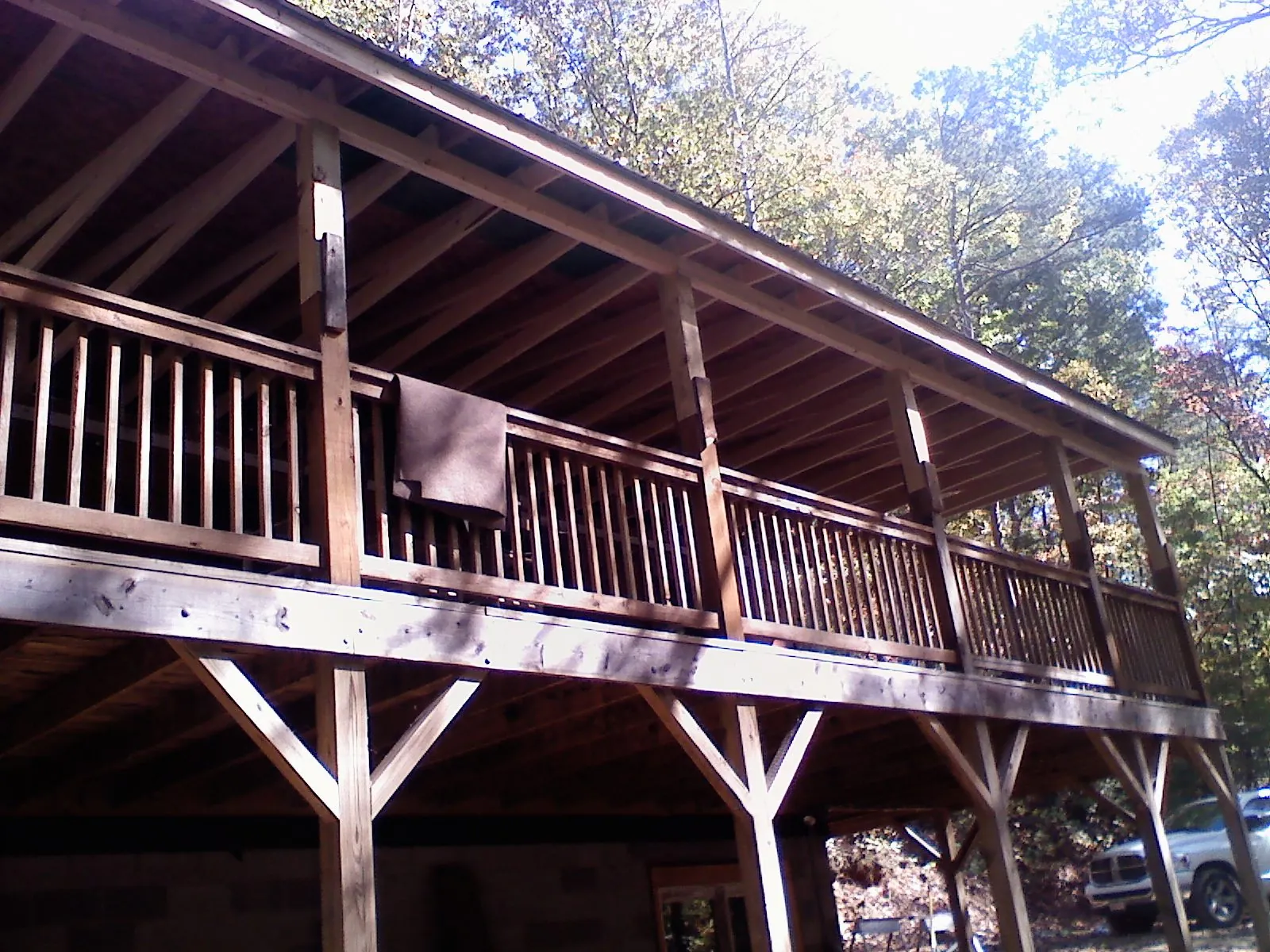Timber framing under a new elevated porch and deck — Roof Leak Repair in Knightstown by Roofing Brothers